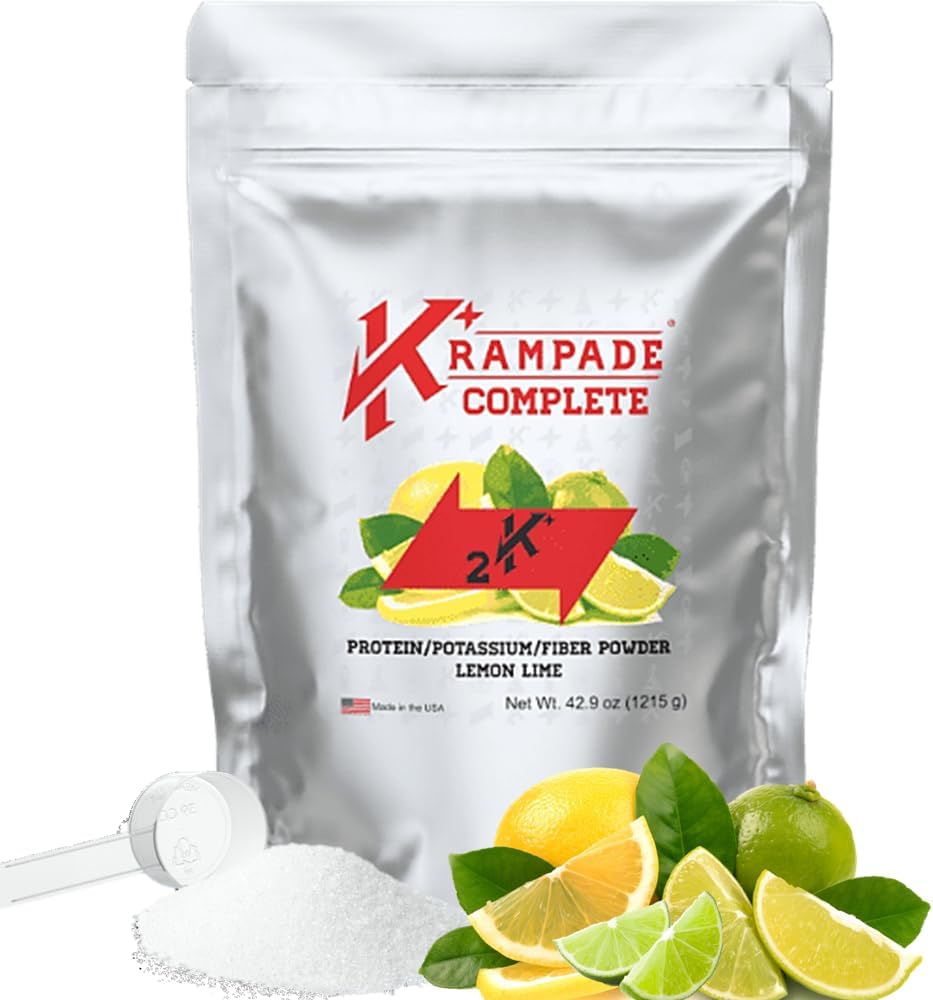 Krampade Whey Protein Fiber Supplement Elektrolytter Pulver 124; 30g Protein & 7g BCAA + 9g Opløselig Fiber + 2.000mg Kalium + Magnesium Supplement} 124; > 2X mere K + Than kokos vand