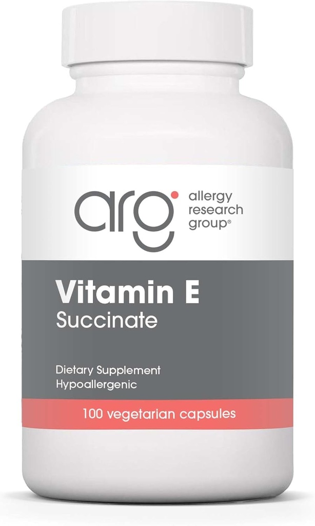 Allergy Research Group Vitamin E Succinate Supplement - for Men & Women, 400 IU D-Alpha-Tocopheryl, Antioxidant, Vegetarian Capsules - 100 Count