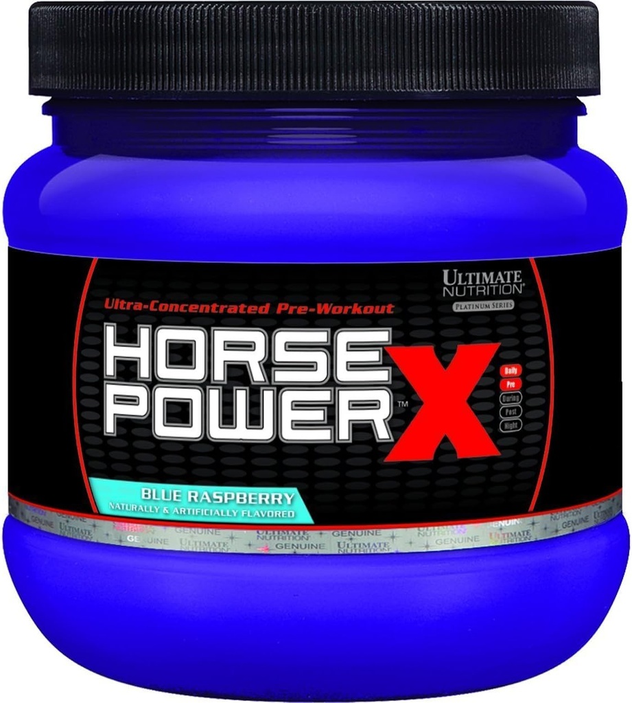 Ultimate Nutrition Horsepower X Advanced Preworkout Supplement med Creatin og vitamin B12, 45 Servering, Blå Hindbær