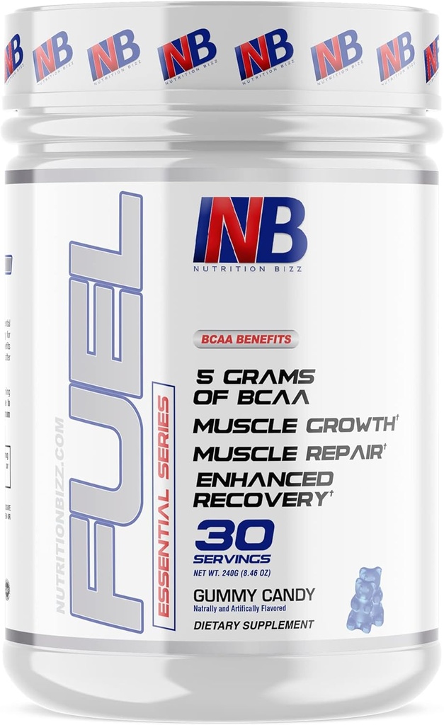 BCAA Powder, 5 Bedste af BCAAs Aminosyrer, Post Workout Recovery Drink for Muscle Building, Recovery, og Endurance, 30 Servering (Gummy Candy)