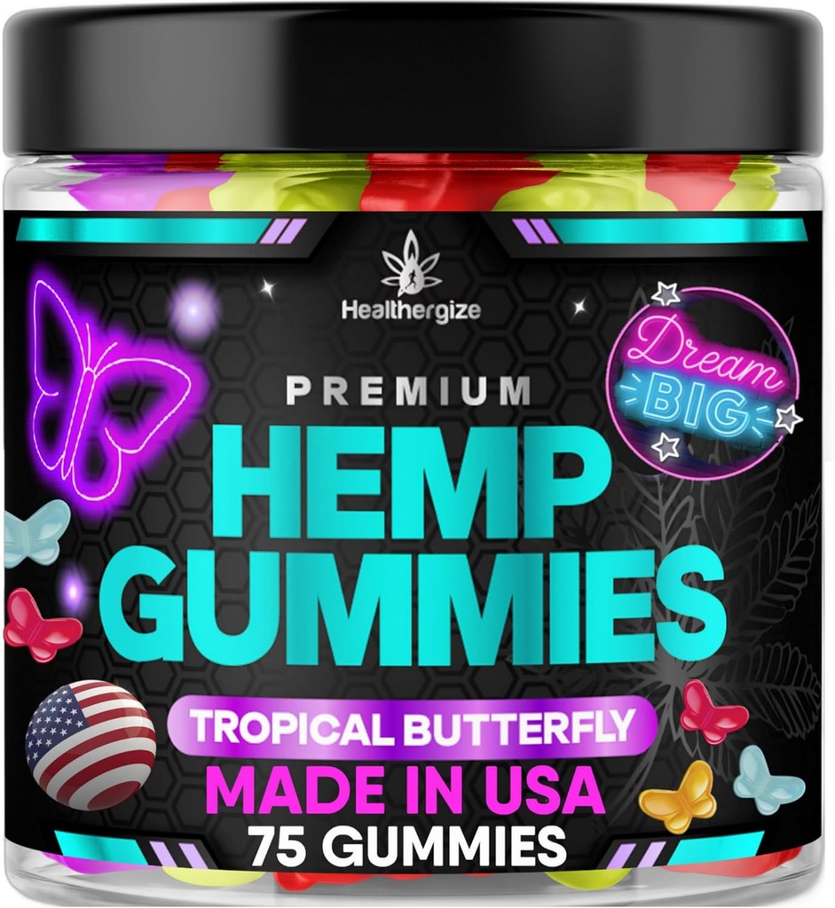 Hamp Gummies Premium Hamp Olie Infunderede Gummy Bears, Natural Omega for Deep & Sund Bedtime Relief, Fun Edibles, Peace and Relaxation, Mood Balance, Natural Omega-Made in USA