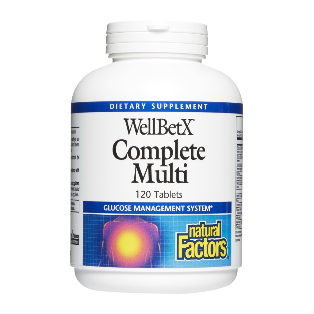 WellBetX Complete Multi efter naturlige faktorer, understøtter sund kulhydrater Metabolisme, 120 tabletter, 120 tabletter