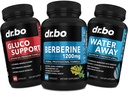 DR. BO Berberine Supplement Metabolisme Support & Vand Pills - 1200mg Berberine HCL Supplement for sund metabolisk Support - Premium HCL 600mg Per Capsule & Vand Pills Diuretics Retention