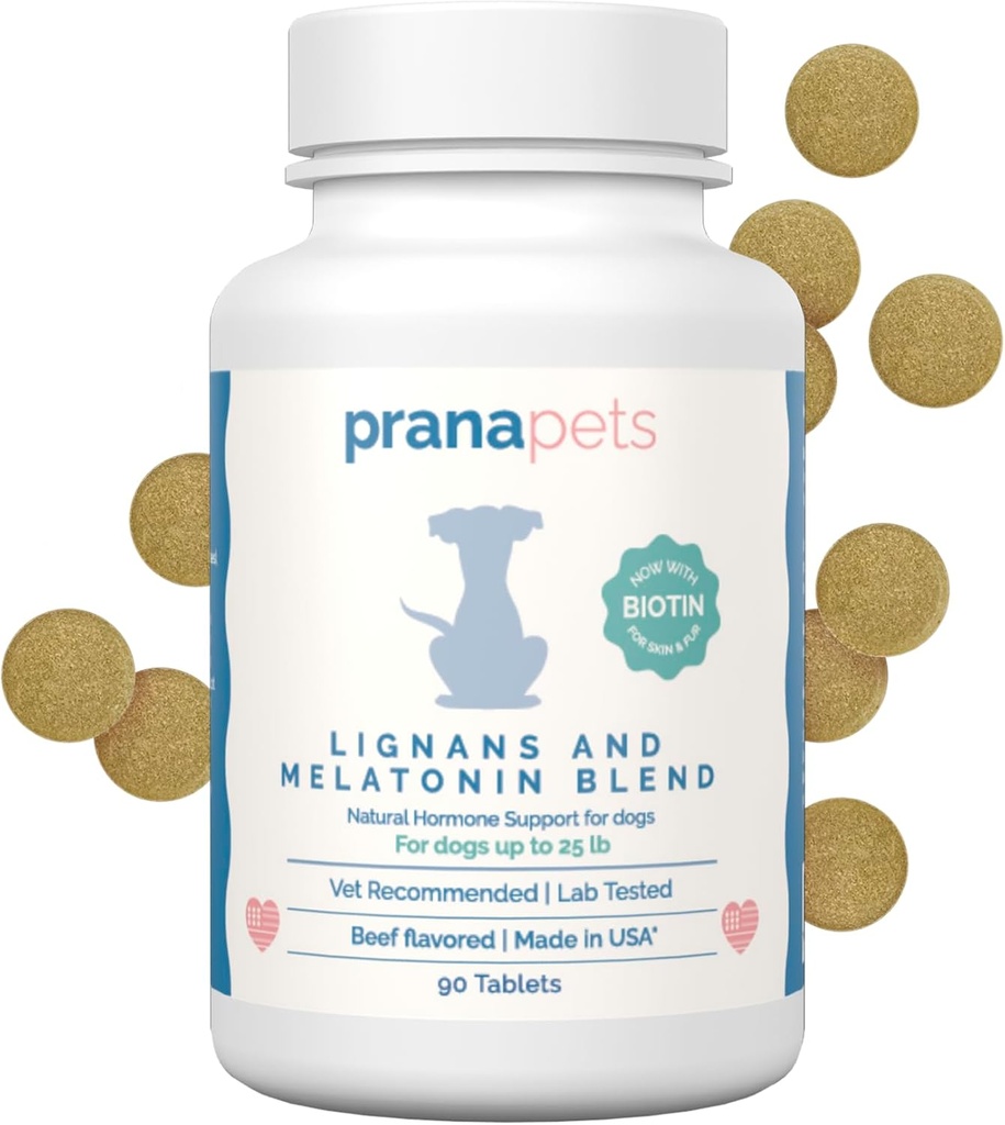 PranaPets Lignans & Melatonin med Biotin Blend naturligt aids til lindring af symptomer på Cushing 's hos hunde op til 25 lb Budd124; Fremme sund balance & generelt velvære