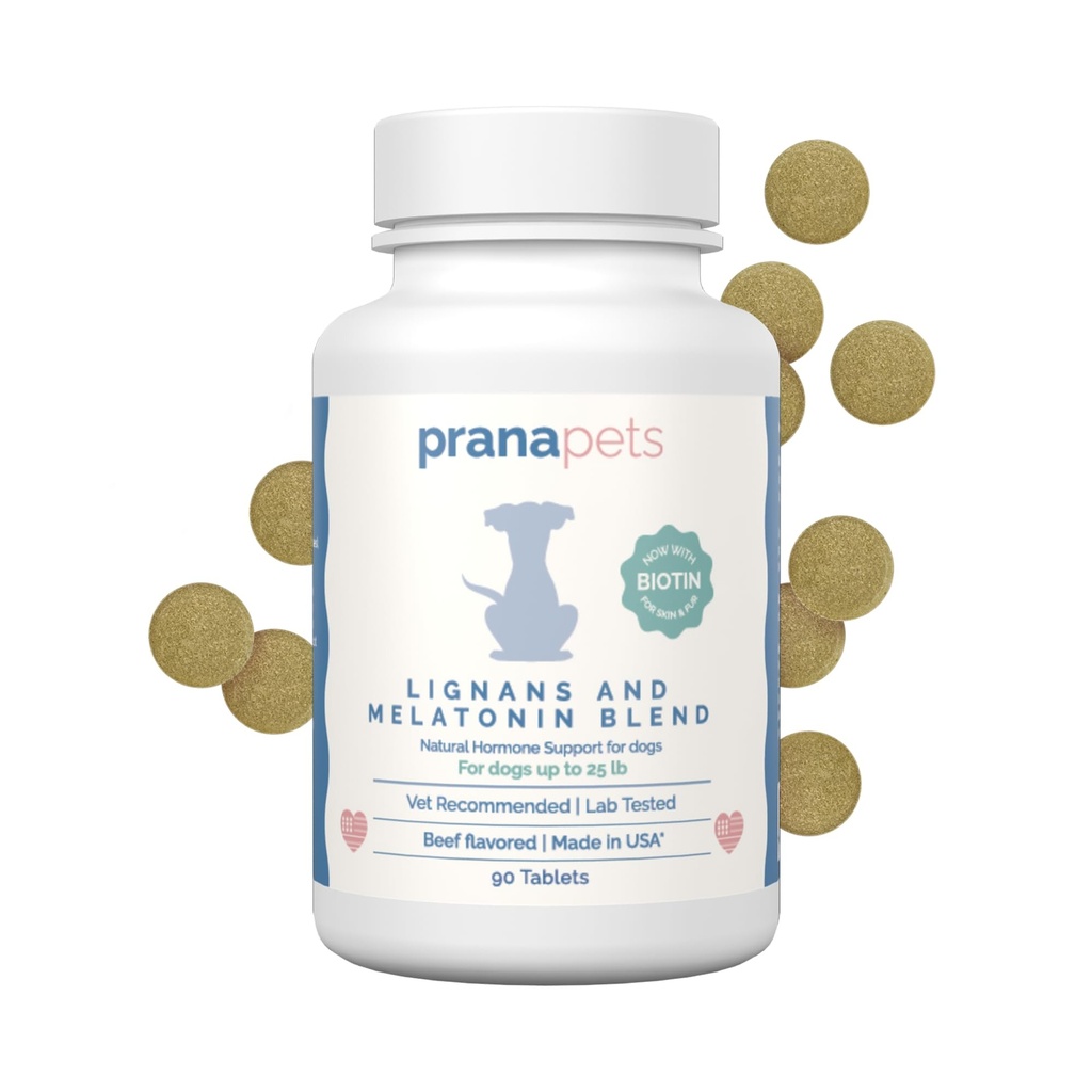 PranaPets Lignans & Melatonin med Biotin Blend naturligt aids til lindring af symptomer på Cushing 's hos hunde op til 25 lb Budd124; Fremme sund balance & generelt velvære