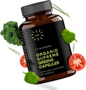 Organic Super Green Superfood Capsule, Nutritional Supplement for Gut Health, immunforsvar, fordøjelse, energi og mere (Non-GMO, Keto, Vegan) 180 Kapsler, 1 pakke