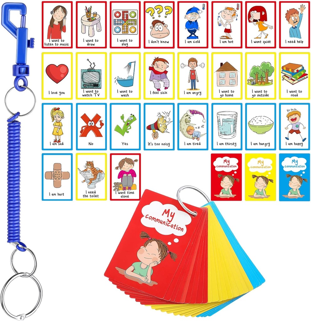 27 Autisme Kommunikation kort Visuel Aid Nonverbal Kommunikation Board Tale Forsinkelser Følelser Flash kort Autisme Særlige behov Cue Cards Sprogindlæring Legetøj for børn Voksne