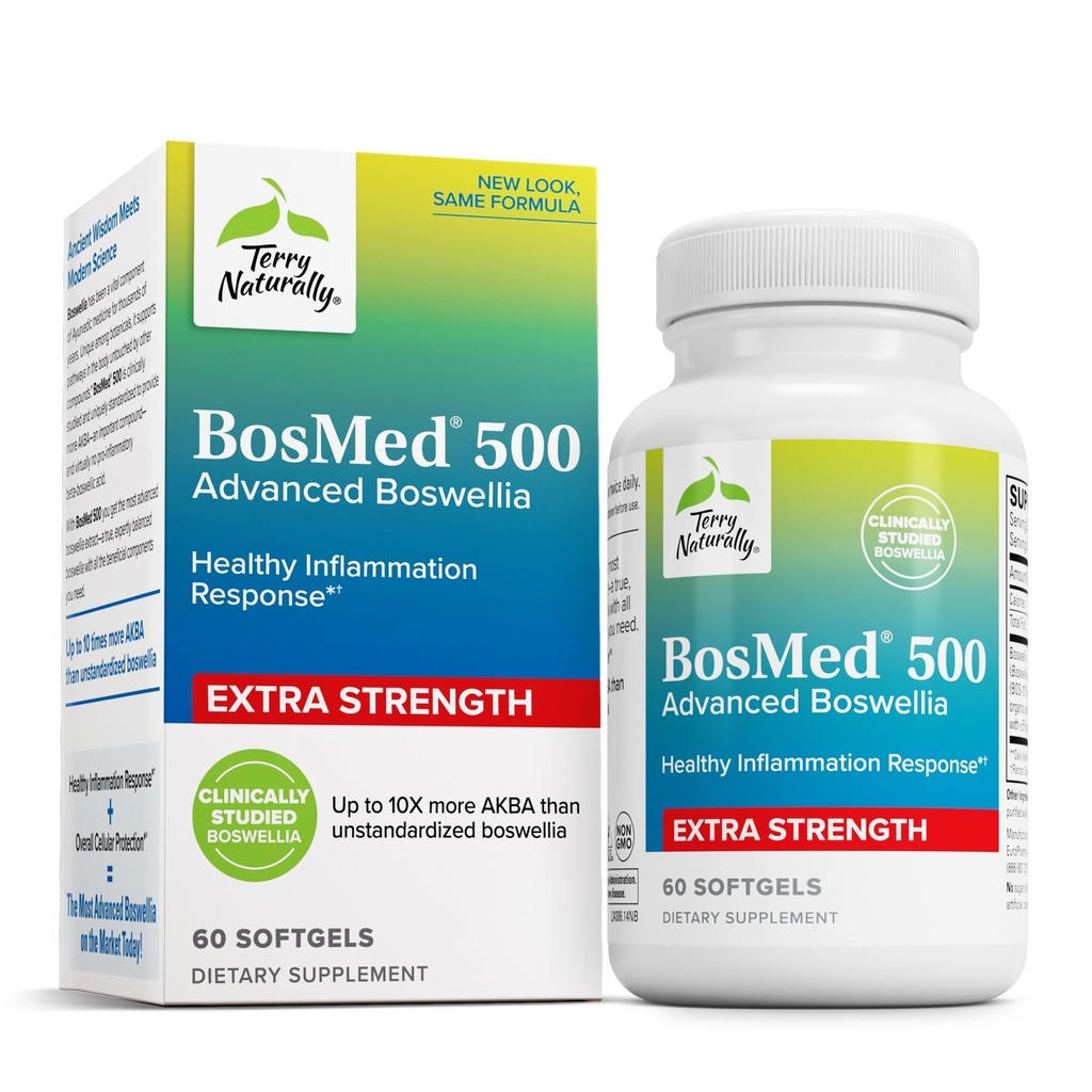 Terry naturligt BosMed 500 - Boswellia Serrata Extract supplement - Kosttilskud til sund lungestøtte - Urtetilskud Formel - 60 Softgels