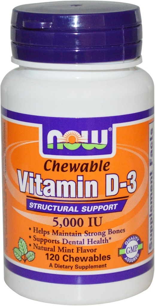 Nu Foods Vitamin D-3, 5000 IE, Mint flavor120 Chewables
