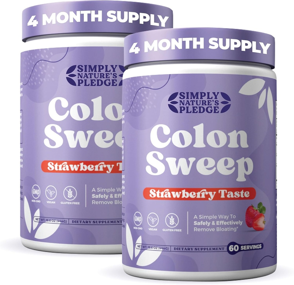 ColonSweep Psyllium Husk Powder Colon Cleanser - Vegan, Gluten Free Fiber Supplement - Safe Colon Cleanse for Forstoppelse Relief, Bloating Relief & Gut Health -16 OZ (60 Servere) - 2 Pack