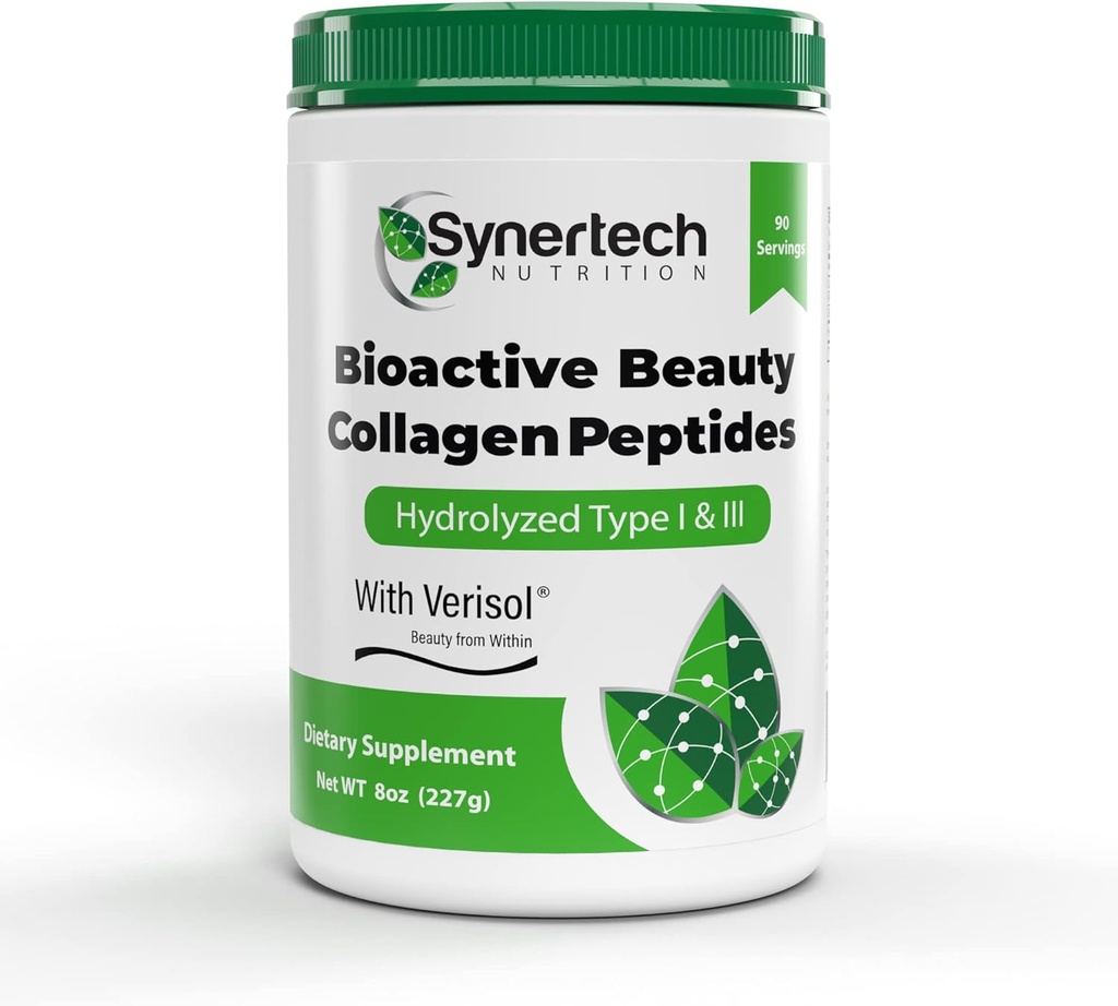 Bioactive Hydrolyzed Collagen Peptider Powder (90 Servering) Note 124; Type I & III med VERISOL & 18 Aminosyrer