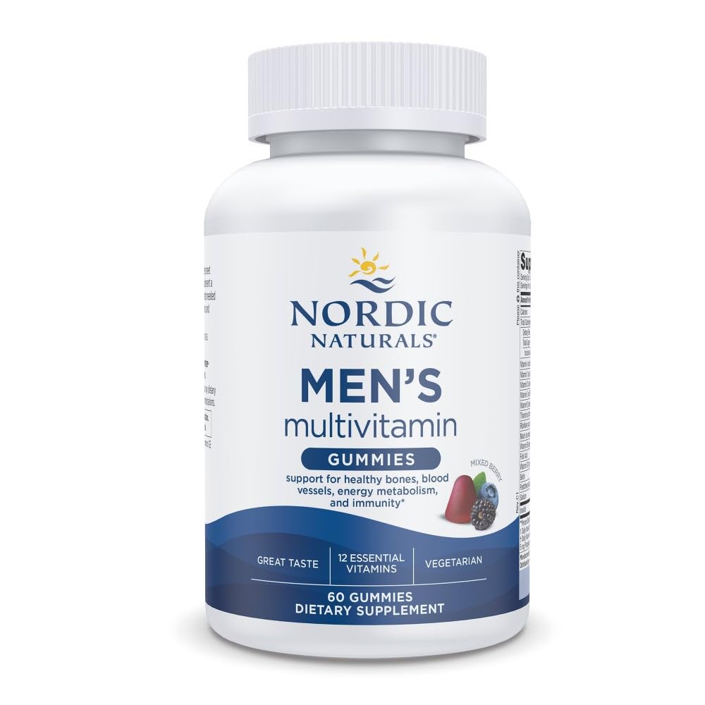 Nordiske Naturals Mænds Multivitamin Gummies, Blandet Berry - 60 Gummies - Støtte til sunde knogler, blodkar, Energi & Immunitet - Ikke-GMO, Vegetar - 30 Tjenester