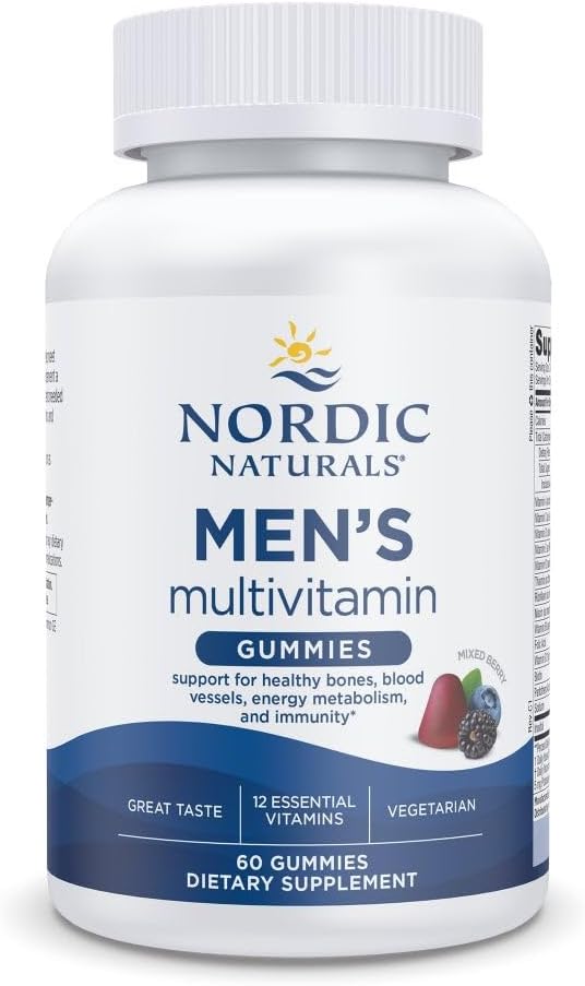 Nordiske Naturals Mænds Multivitamin Gummies, Blandet Berry - 60 Gummies - Støtte til sunde knogler, blodkar, Energi & Immunitet - Ikke-GMO, Vegetar - 30 Tjenester