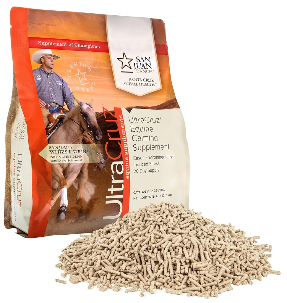 UltraCruz - sc- 395986 Equine Calming Supplement for Heste, 6 LB, Pellet (20 dages forsyning)