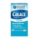 Colace Clear Staol blødgøringsmiddel Soft Gel kapsler Forstoppelse Relief 50mg Docusat Natriumlæge Anbefalet 28ct