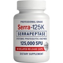 Serra-125k Extra Strength Serrapeptase 125.000 SPU, 90 Vegan Kapsler, Forsinket Udløsning, Systemiske Enzymer, Understøtter sund Sinus og et sundt immunsystem, ikke-GMO og All- Natural