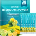 Elektrolyter Powder Packets, 30 sticks Hydration Packets Sugar Free, Electrolyte Drink Mix Portable Electrolyte Packets for Rapid Hydration, 0 Sukker & 0 Kalorie, Lemonade Flavor