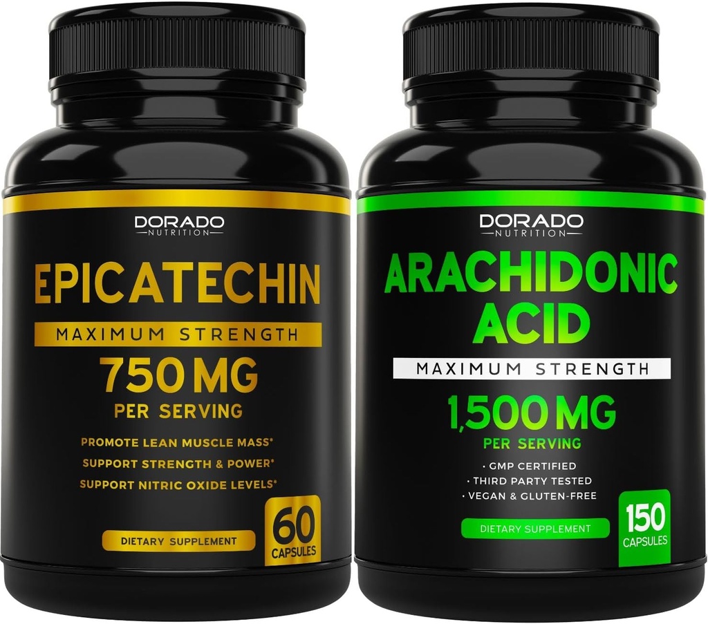 DORADO NUTRITION Epicatechin Extract 750mg Per Serving - (120 kapsler) og arachidonsyre Supplement 1500mg (150 kapsler)