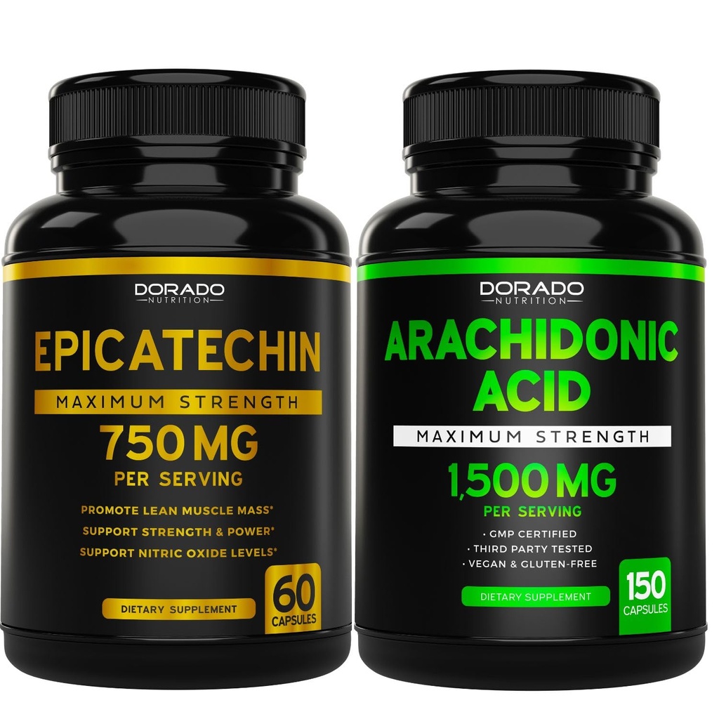 DORADO NUTRITION Epicatechin Extract 750mg Per Serving - (120 kapsler) og arachidonsyre Supplement 1500mg (150 kapsler)