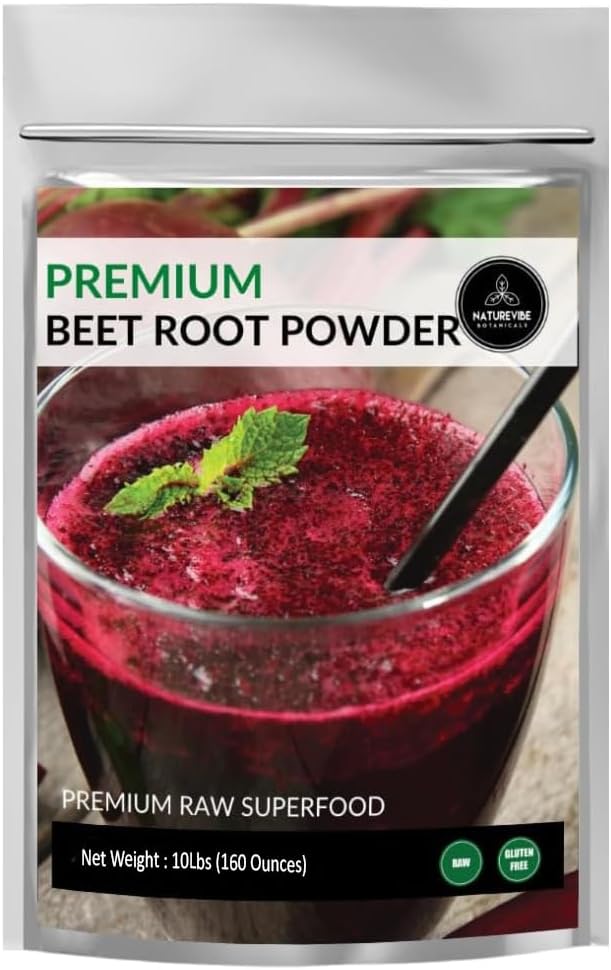 Naturevibe Botanicals Premium Beet Root Powder, 10lbs Medical 124; Raw and Non- GMO Medical 124; Bulk Bag (160 ounces)