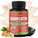 Organic Cadane Quercetin Extract kapsler, 90kapsler, 3 Måneder Tilgang med Quercetin, Gurkemeje Curcumin, Berberine, Nettle, Black Seed Powder, Black Pepper.