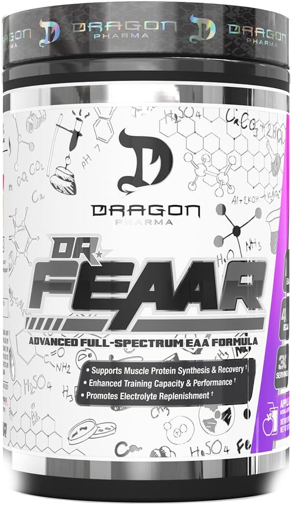 DRAGON PHARMA Dr. FEAAR ® Advanced Full- Spectrum EAA Matrix, Understøtter Muskel Protein Syntese og Inddrivelse, Forbedret træningskapacitet og ydeevne (30 Servering, Grape Juice)