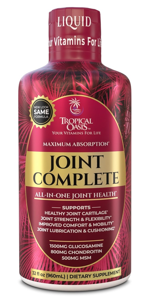 Fælles komplet Premium- Flydende fælles tillæg w / Glucosamin, Chondroitin, MSM, Hyaluronsyre - for ben, fælles sundhed - 96% Max Absorption- 32oz, 32 serv