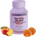 Lemme Glow Collagen Gummies for Thick Hair, Stærk Nails & Sund Hud med Multi- Collagen Peptider, Biotin, Trace Minerals, Zink, Vitamin A, C & E, Dairy & Gluten Free, Peach Flavor, 60 ct.