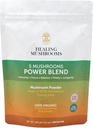 5 Svampe Power Bland, Organic Powder med Lions Mane, Reishi, Cordyceps, Tyrkiet Tail, Chaga. 100 bedstemor