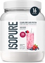 Isopure Clear Whey Isolate Protein Powder, Lactose Free, Gluten Free, naturligt aromatiseret, blandet berry, 20g Protein Per Serving, 14.1 Oz, 16 Servere (Packaging May Vary)