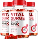 (3 Pack) Vital Surge - Vital Surge for Mænd Gummies, Vital Vita Surge Max Maksimum Styrke 1050 MG, VitalSurge Supplement Support Gummy Advanced Formel, Premium Vitamin Gomitas (180 Gummies)