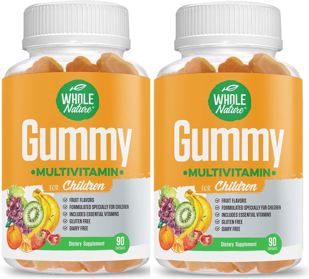 Kids Vitaminer - Komplet Daglige Essentials Childrens multivitamin og mineraler til Samlet Wellness, 90 Gummies Kosttilskud Frugtsmag, Ingen Kunstig Sukker, Mælk og Gluten Free (2)