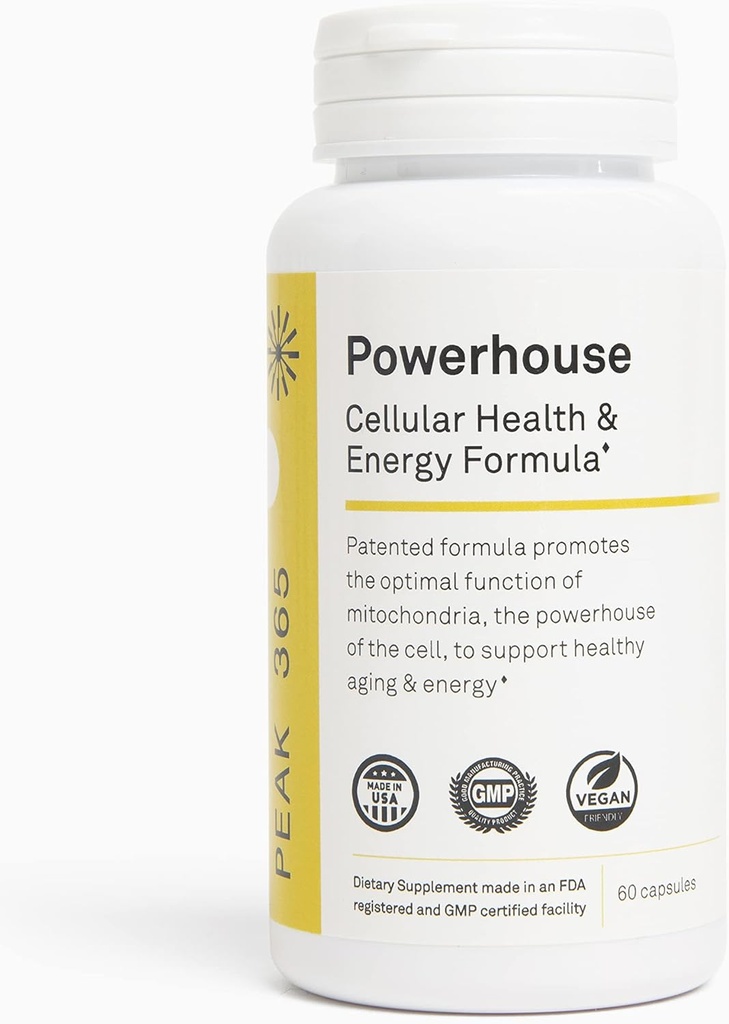 Powerhouse Measures 124; Cellular Health & Energy Formel Measurement 124; Understøtter energi og sundhed på Cellular Level Measurement 124; Kraftfuld Science Based Formulering Measurement 124; Body Language Vitamin Bakket med 30 + Forskningsår 124;