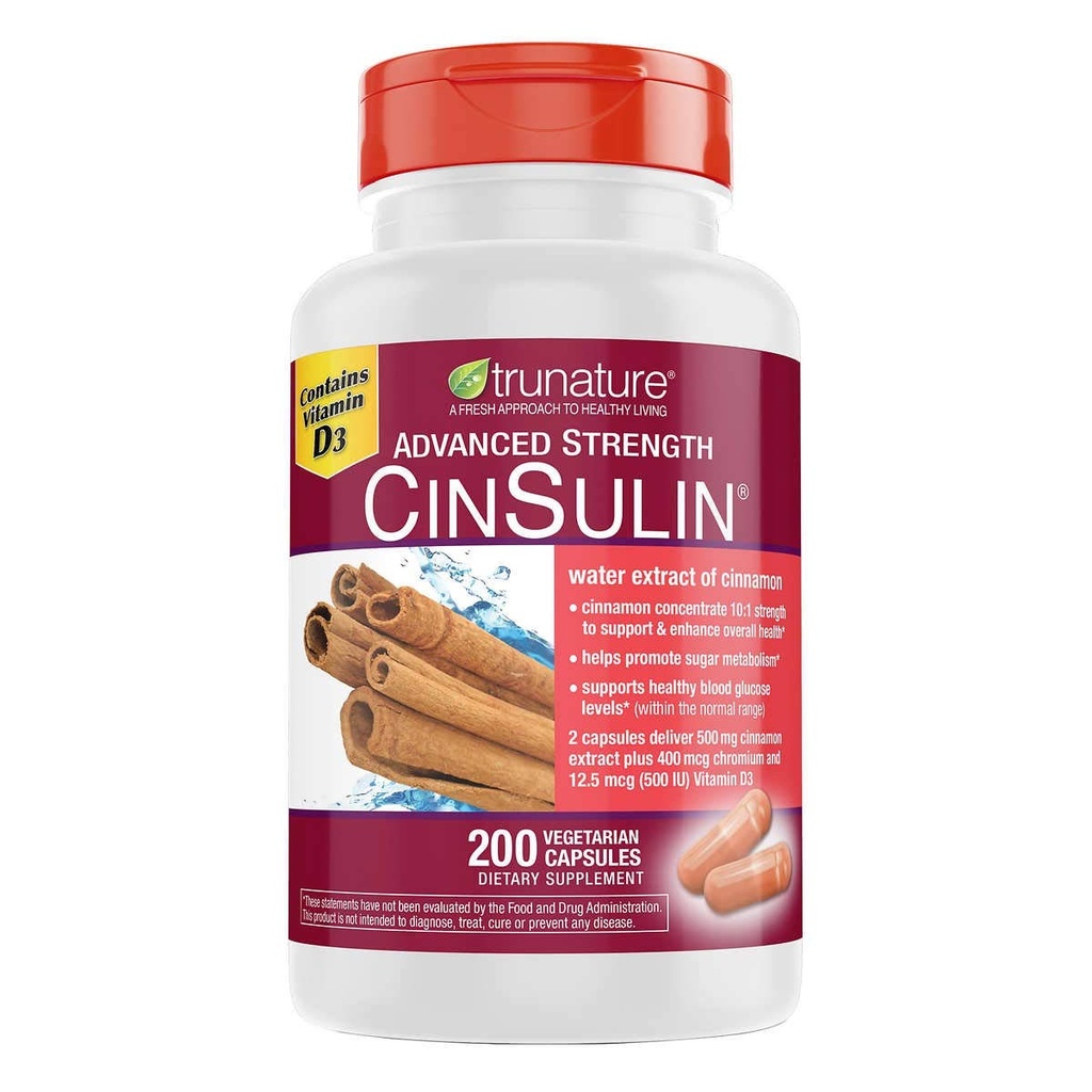 trunature Advanced Strength CinSulin 500mg., 200 vegetariske kapsler (2 Pack)
