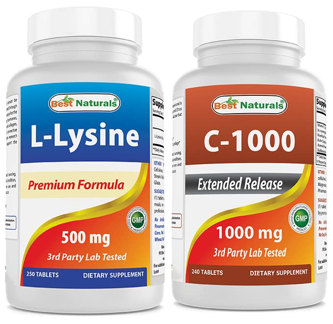 Bedste Naturals L- Lysin 500 mg & C-vitamin 1000 mg