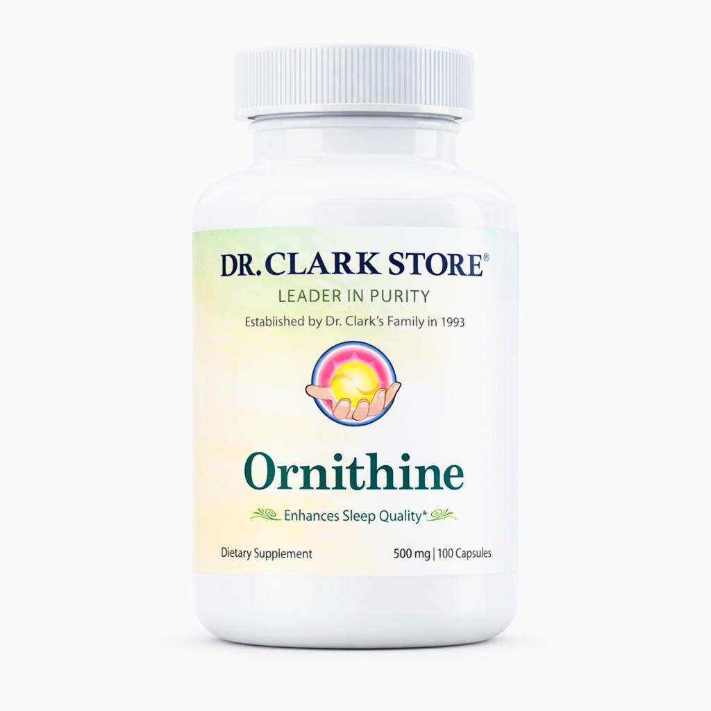 Dr. Clark Ornithin Kosttilskud - Gluten Free, Natural Sleep Aid, Promodes Protein Metabolisme, Cleansing and Detoxification, 500mg, 100 Gelatine Capsules