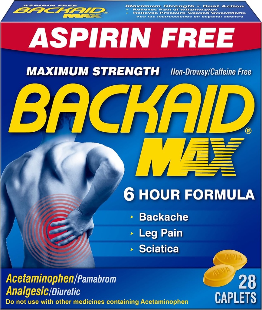 Backaid Max Caplets, 28 Greve (pakke med 4)