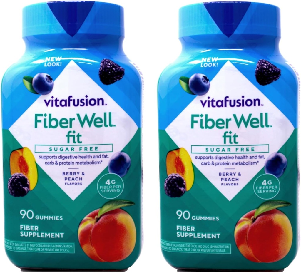 Viafusion Fiber Well Fit Sugar Free Gummies - 90 ct, pakke med 2