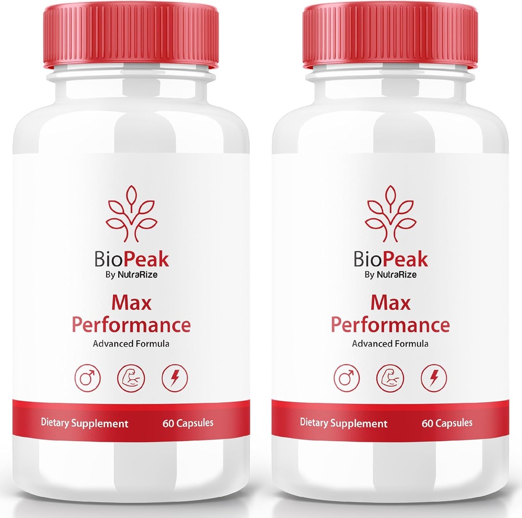 NutraRize (2 Pack) Biopeak Mænd Enhancement piller, Biopeak mandlige kapsler, Alle naturlige supplement til Max ydeevne og samlede sundhed, Officiel Bio Peak Pastillas Anmeldelser (120 Kapsler)