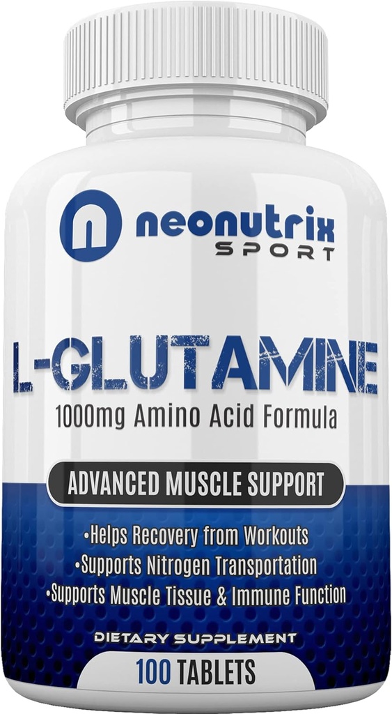 L- Glutamin 1000mg Aminosyrekapsler Post Workout Recovery Supplement til immunforsvar, fordøjelsesstøtte & Gut support Nitrogen Transporter til muskel Recover & Endurance for mænd og kvinder af Neonutrix Sport