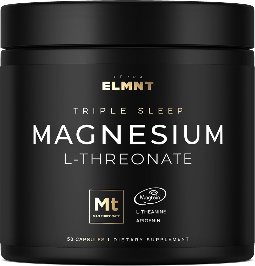 ELMNT Triple Sleep Magnesium Threonate w. Apigenin, Theanin & Magtein Magnesium L- Threonate - High Absorption Magnesium Supplement kapsler til mænd og kvinder Magnesiumpulverpiller