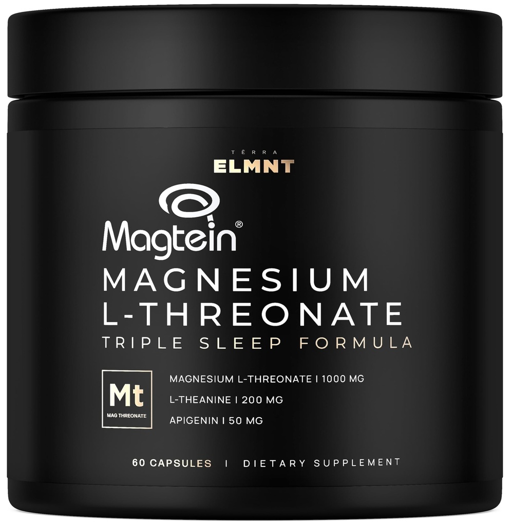 ELMNT Triple Sleep Magnesium Threonate w. Apigenin, Theanin & Magtein Magnesium L- Threonate - High Absorption Magnesium Supplement kapsler til mænd og kvinder Magnesiumpulverpiller