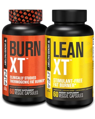 Jacked Factory Burn XT Thermogen Fat Burner & Lean XT Coffein Free Weight Loss Supplement