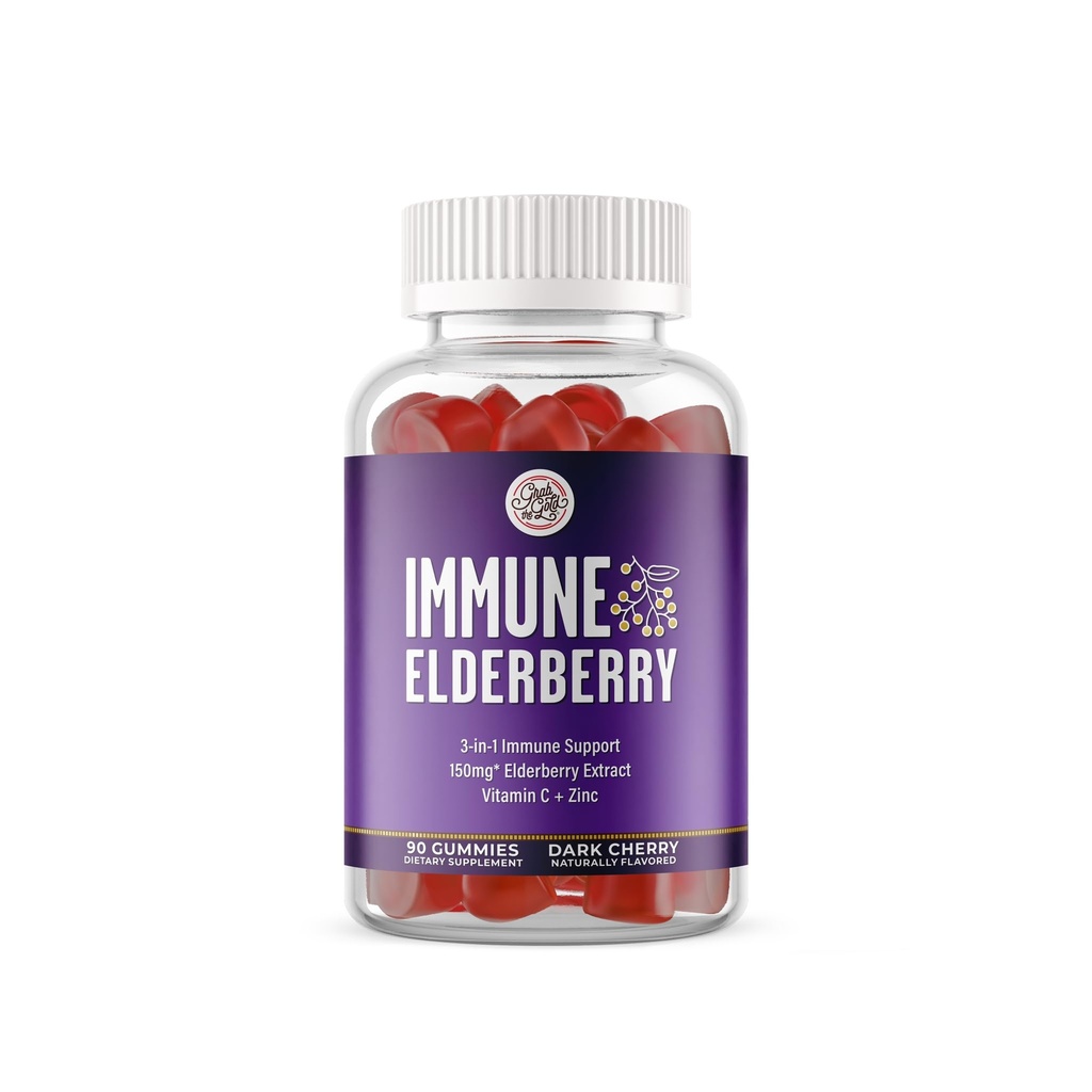 Grab The Gold Elderberry Gummies med C-vitamin & Zink.124; Immunsupport Gummies, Vegan, Gluten- Free