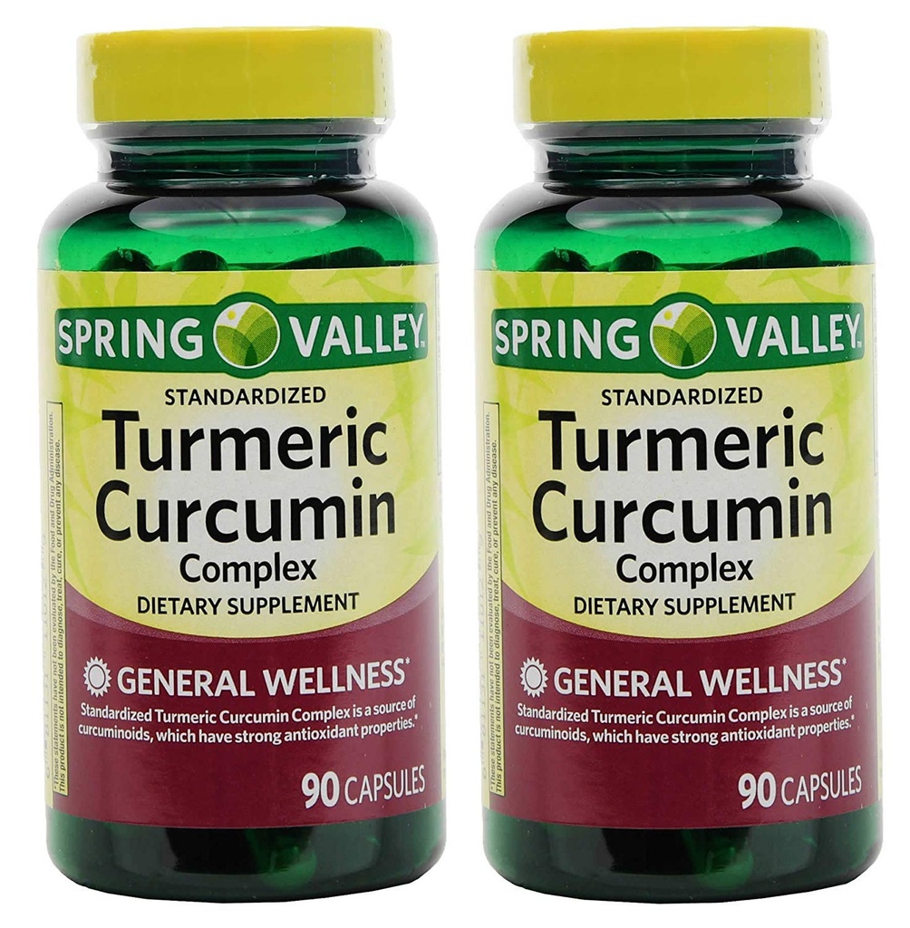 Spring Valley Stndr Gurkemeje Curcumin Complex Kosttilskud Kapsler, 500 mg, 90 Count Flaske, 2 Pack