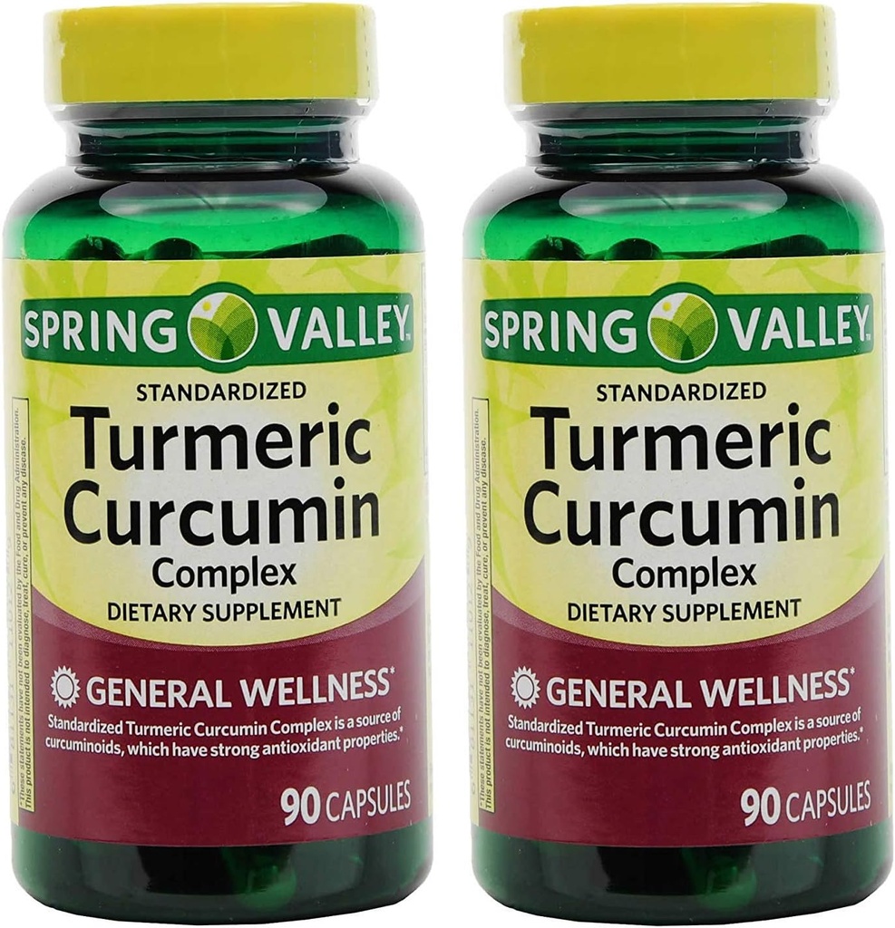 Spring Valley Stndr Gurkemeje Curcumin Complex Kosttilskud Kapsler, 500 mg, 90 Count Flaske, 2 Pack