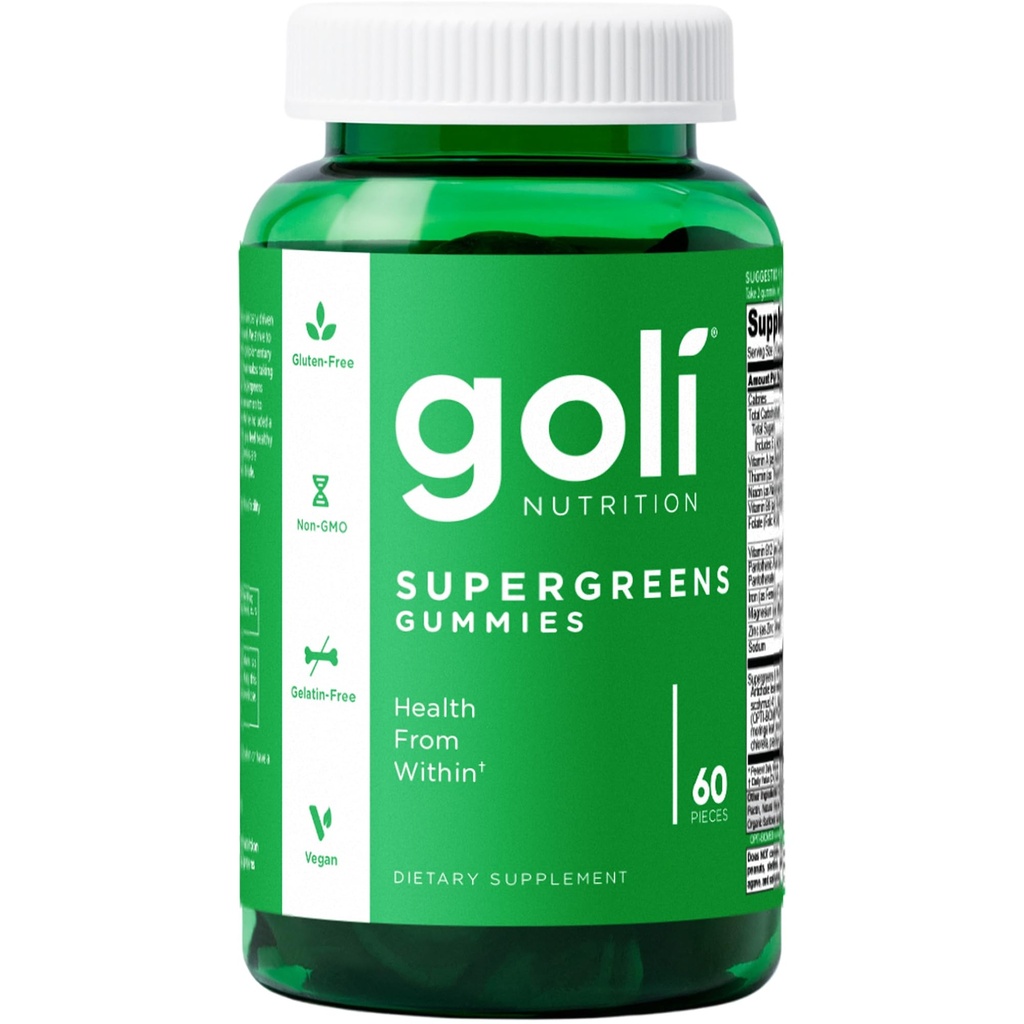 Goli SuperGreen Vitamin Gummy - 60 Greve - Essentielle vitaminer og mineraler - Plante-baseret, Vegan, Gluten- Free & Gelatine Free - Sundhed indefra, pakke med 1