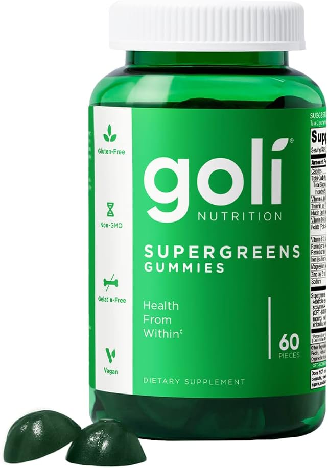 Goli SuperGreen Vitamin Gummy - 60 Greve - Essentielle vitaminer og mineraler - Plante-baseret, Vegan, Gluten- Free & Gelatine Free - Sundhed indefra, pakke med 1