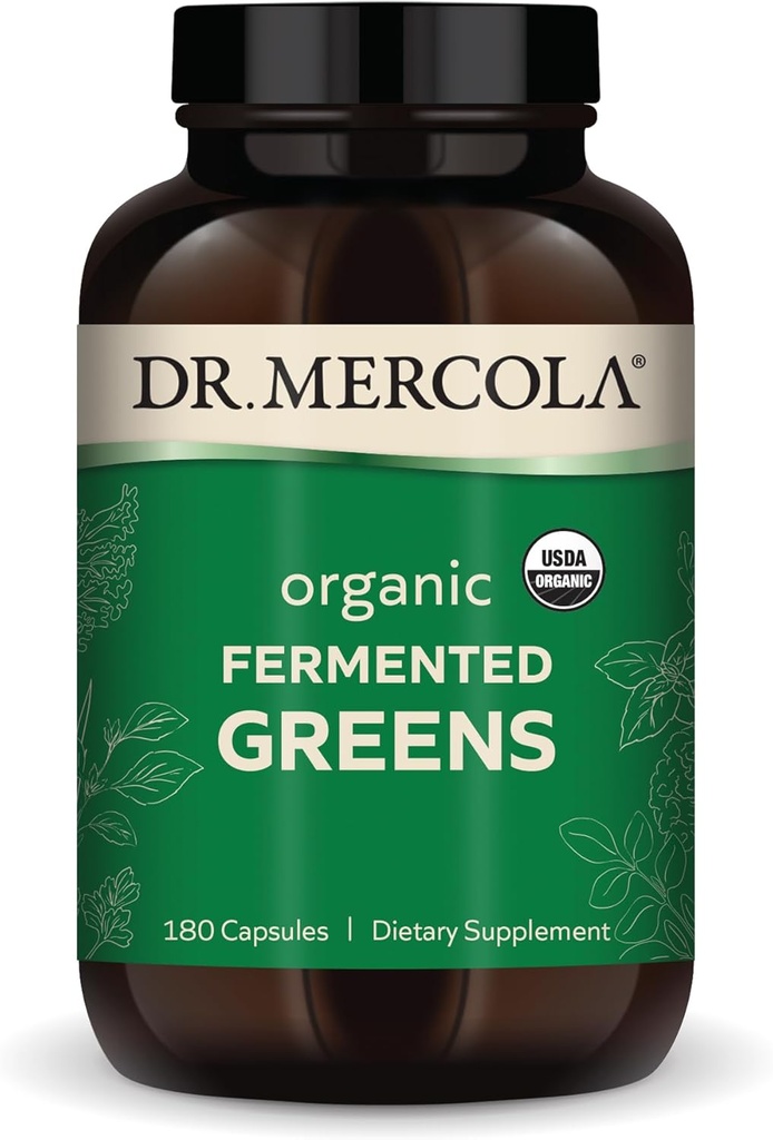 Dr. Mercola Organic Fermented Green, 30 Servere (180 kapsler), Kosttilskud, Understøtter immunsundhed, Non- GMO, Certified USDA Organic