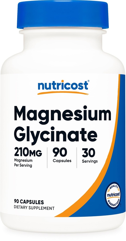 Nutricost Magnesium Glycinat kapsler (90 kapsler, 210 mg per servering) - Magnesium Glycinat supplement til Gentle Absorption